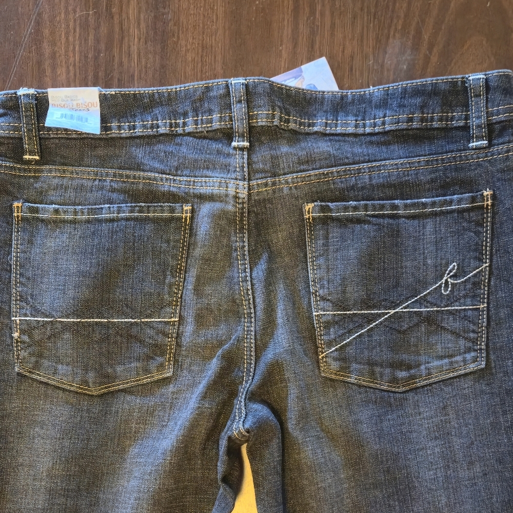 Bisou Bisou "Bisou Basic Med Black Wash" Flare Wide‎ Leg Jeans Size 10 - Picture 9 of 12